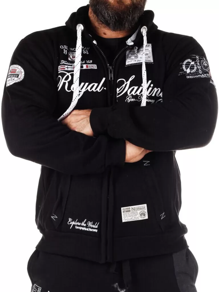 Fighter Geo Norway Zip Hoodie - Sort^Geographical Norway Flash Sale