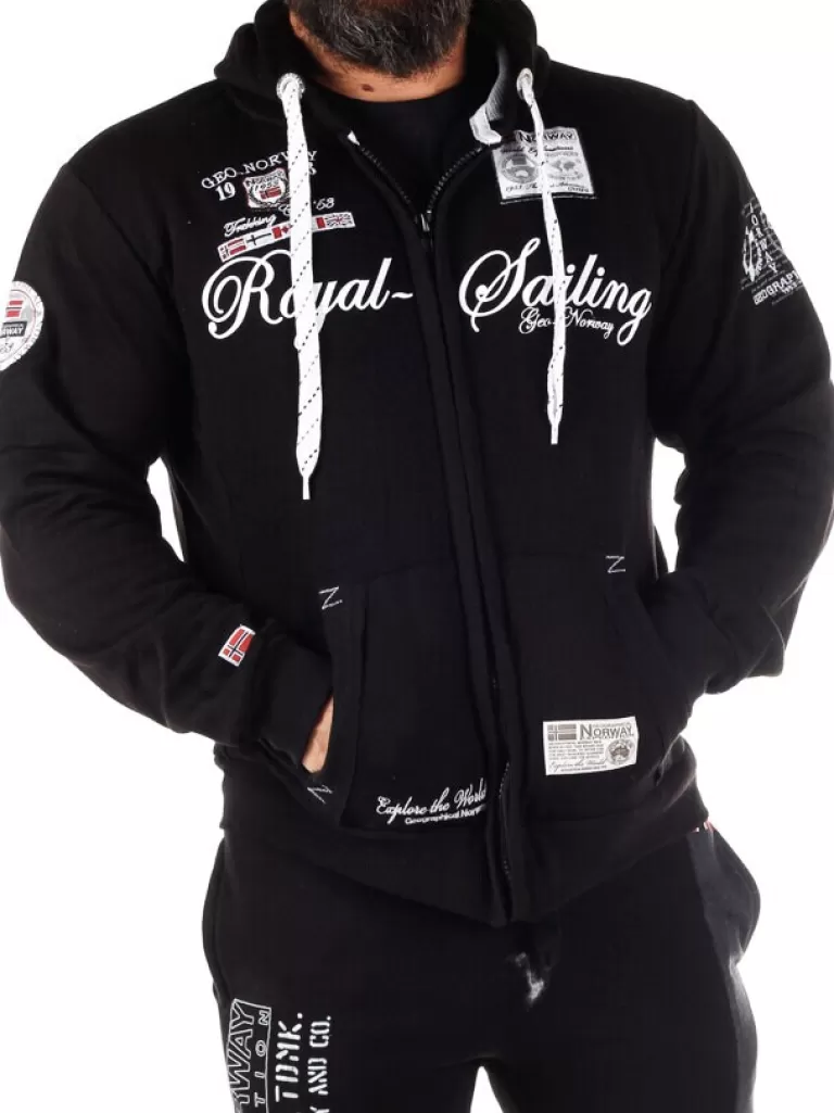 Fighter Geo Norway Zip Hoodie - Sort^Geographical Norway Flash Sale